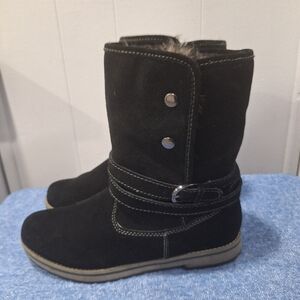 White Mountain Black Suede Faux Fur Women's Boots- 9.5M